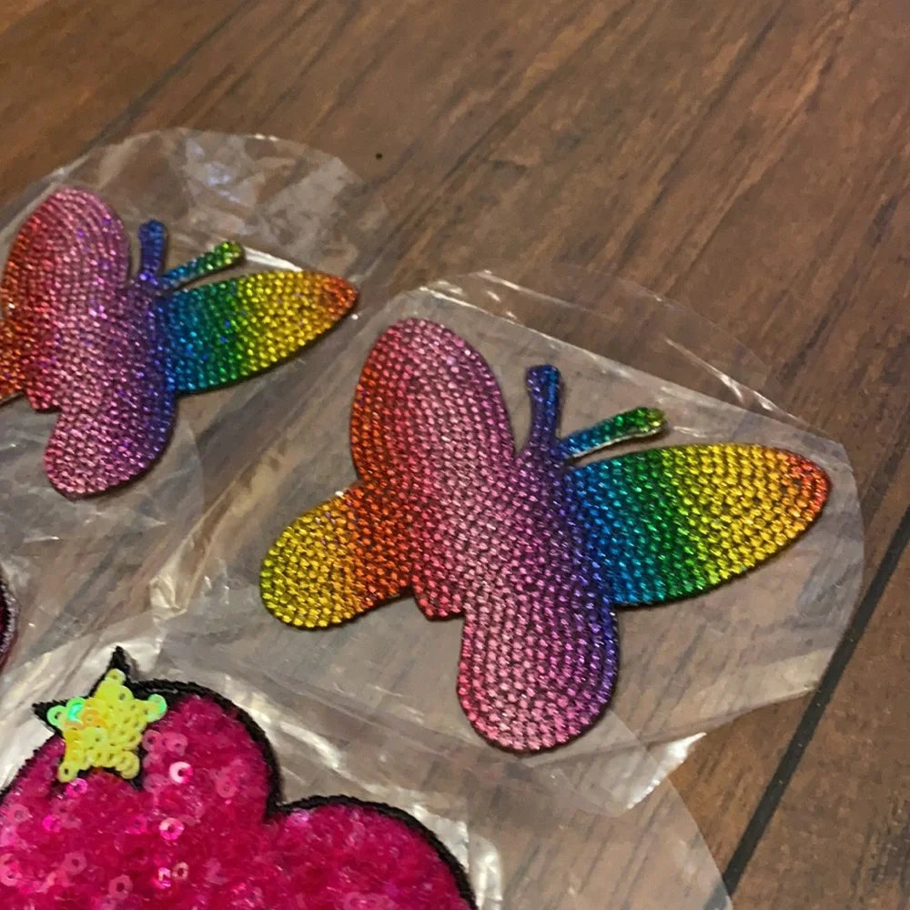Rhinestone Rainbow Heart & Butterfly Decor Rave Pasties - Set of 2